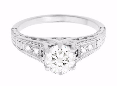Art Deco 3/4 Carat Filigree Diamond Engagement Ring in Platinum
