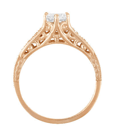 Rose Gold 1920's Design Art Deco 3/4 Carat Diamond Filigree Engagement Ring - Item: R643R-LC - Image: 3