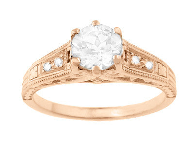 Rose Gold 1920's Design Art Deco 3/4 Carat Diamond Filigree Engagement Ring - Item: R643R-LC - Image: 4