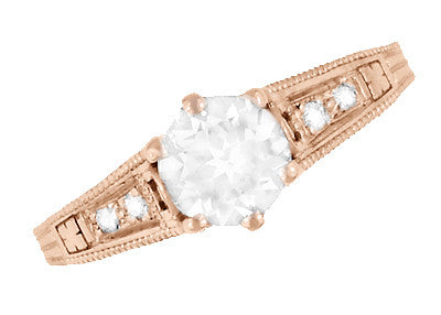 Rose Gold 1920's Design Art Deco 3/4 Carat Diamond Filigree Engagement Ring - Item: R643R-LC - Image: 5
