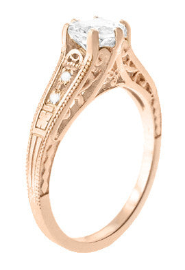 Rose Gold 1920's Design Art Deco 3/4 Carat Diamond Filigree Engagement Ring - Item: R643R-LC - Image: 2