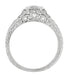 Art Deco Engraved Filigree Heirloom Diamond Engagement Ring in Platinum