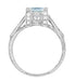 Art Deco 3/4 Carat Princess Cut Aquamarine Castle Engagement Ring in 18K White Gold with Diamonds