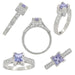 Art Deco 3/4 Carat Princess Cut Tanzanite and Diamond Engagement Ring in 18 Karat White Gold