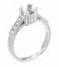 Art Deco 3/4 Carat Diamond Filigree Vintage Inspired Castle Engagement Ring Mounting in White Gold - 18K or 14K