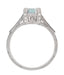Art Deco 3/4 Carat Aquamarine Castle Engagement Ring in 18 Karat White Gold
