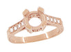 Art Deco 3/4 Carat Diamond Filigree Citadel Engagement Ring Semimount in 14 Karat Rose Gold