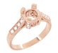 Art Deco 3/4 Carat Diamond Filigree Citadel Engagement Ring Semimount in 14 Karat Rose Gold