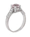 Art Deco 1 Carat Pink Tourmaline Castle Engagement Ring in 18 Karat White Gold
