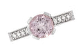 Art Deco 1 Carat Pink Tourmaline Castle Engagement Ring in 18 Karat White Gold