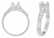 Art Deco 3/4 Carat Diamond Filigree Platinum Castle Engagement Ring Mounting for a Round or Asscher Diamond