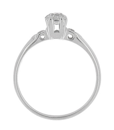 Retro Moderne Antique 14 Karat White Gold Diamond Engagement Ring - Item: R672 - Image: 3