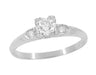 Retro Moderne Antique 14 Karat White Gold Diamond Engagement Ring