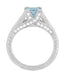 Art Deco X & O Kisses 3/4 Carat Princess Cut Aquamarine Engagement Ring in 18 Karat White Gold