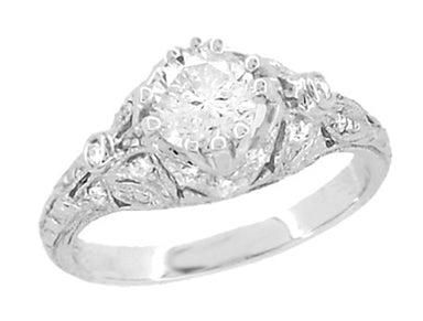 Edwardian Antique Style 1 Carat Diamond T.W. Filigree Engagement Ring in 18 Karat White Gold - alternate view