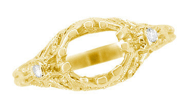 Edwardian Yellow Gold Antique Style 1.00 to 1.30 Carat Filigree Engagement Ring Mounting | 6.3 - 7.3mm - Item: R6791Y14 - Image: 6