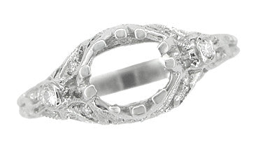 Edwardian Antique Style 3/4 Carat Filigree Platinum Engagement Ring Mounting for a 6mm Round Stone - Item: R679P - Image: 6