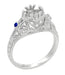 Edwardian Carved Platinum Engagement Ring Mounting with Side Sapphires and Diamonds