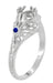 Edwardian Carved Platinum Engagement Ring Mounting with Side Sapphires and Diamonds