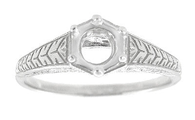 Art Deco Wheat and Filigree Scrolls Engagement Ring Mounting for a 3/4 Carat Round Diamond in 18 Karat White Gold - Item: R688 - Image: 3