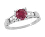 Ruby and Diamonds Art Deco Engagement Ring in 18 Karat White Gold