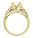 Art Deco X & O Kisses 1 Carat Princess Cut Diamond Yellow Gold Engagement Ring Setting