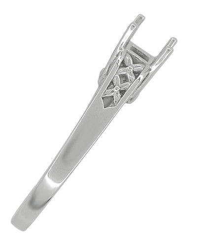 Art Nouveau Flowers & Leaves Platinum Filigree Engagement Ring Setting for a 1/2 Carat Diamond - Item: R704PRP - Image: 4