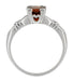Art Deco Clovers and Hearts Almandine Garnet Engagement Ring Solitaire in 14 Karat White Gold