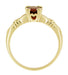 Art Deco Hearts and Clovers Almandine Garnet Engagement Ring in 14 Karat Yellow Gold
