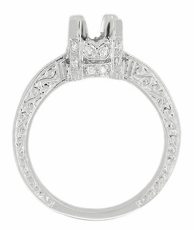 Art Deco Platinum Crown 1 Carat Diamond Engagement Ring Setting