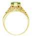 Peridot Filigree Edwardian Engagement Ring in 14 Karat Yellow Gold
