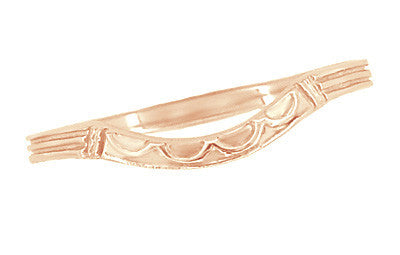 Art Deco Curved Wedding Band in 14 Karat Rose ( Pink ) Gold - Item: R717R - Image: 2
