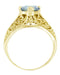 Edwardian Aquamarine Filigree Ring in 14 Karat Yellow Gold
