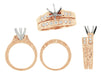 Art Deco Carved Scrolls 1/2 Carat Diamond Engagement Ring Setting and Wedding Ring in 14 Karat Rose Gold