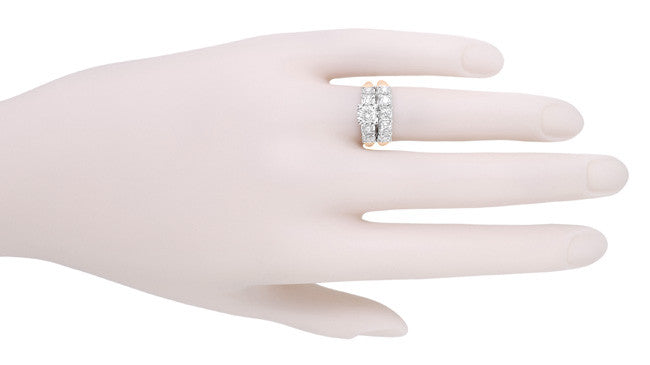 Mid Century Retro Modern Mixed Metal 14 Karat White and Rose Gold Diamond Engagement Ring - 0.81 Ct. Tw. - Item: R728RD - Image: 6
