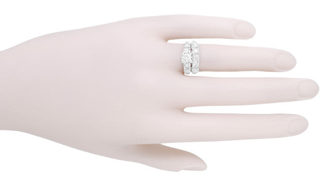 Mid Century Vintage Style 3/4 Carat Diamond Engagement Ring in 14 Karat White Gold - Item: R728WD-LC - Image: 6