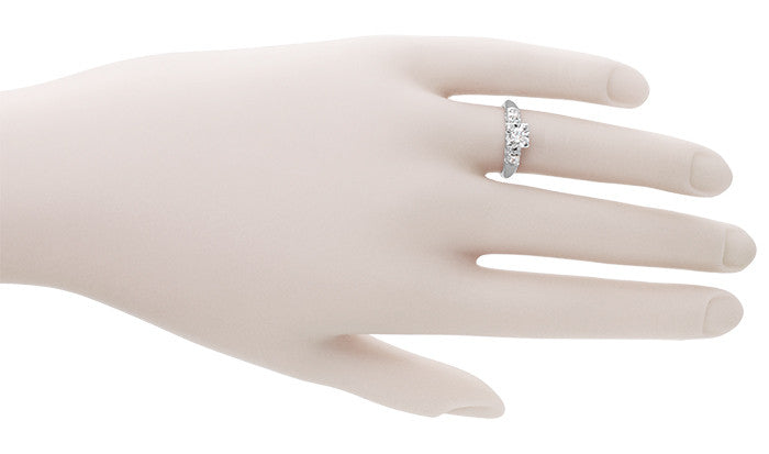 Berlan 1940's Estate Diamond Engagement Ring in 14 Karat White Gold - Item: R731 - Image: 4