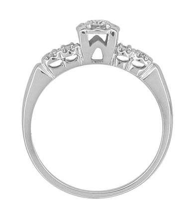 1950's Geometric 5 Diamond Square Illusion Halo Vintage Engagement Ring in 14 Karat White Gold - alternate view