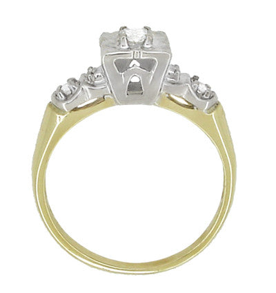 Vintage Art Deco Clover Diamond Engagement Ring in 14 Karat Yellow and White Gold - Item: R738 - Image: 2