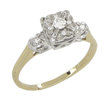 Art Deco Vintage Diamond Engagement Ring in 14 Karat White and Yellow Gold - alternate view