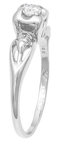 Clare 1940's Filigree Retro Moderne Vintage Diamond Engagement Ring in 14 Karat White Gold - Item: R7611 - Image: 3