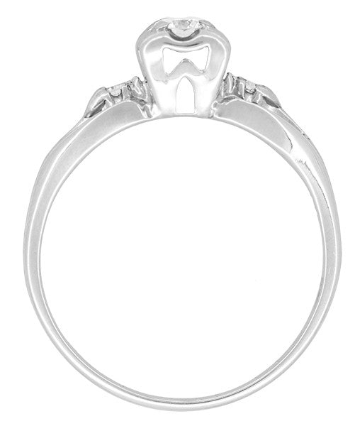 Clare 1940's Filigree Retro Moderne Vintage Diamond Engagement Ring in 14 Karat White Gold - Item: R7611 - Image: 5