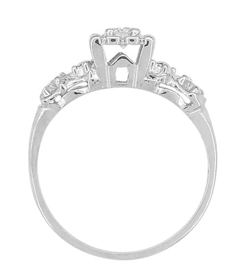 Eileen 1950's Vintage Square Top Diamond Engagement Ring in 14 Karat White Gold - Item: R765 - Image: 2