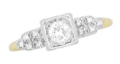 Dakota Art Deco Diamond Antique Engagement Ring in 14 Karat White and Yellow Gold Mixed Metals - Item: R771 - Image: 3