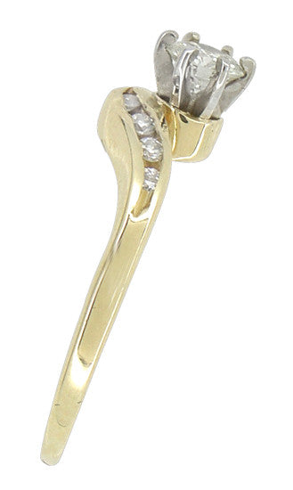 Cascading Diamonds Estate Engagement Ring in 14 Karat Yellow Gold - Item: R786 - Image: 3
