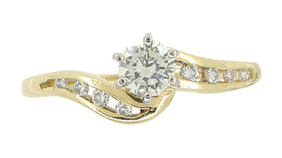 Cascading Diamonds Estate Engagement Ring in 14 Karat Yellow Gold - Item: R786 - Image: 2