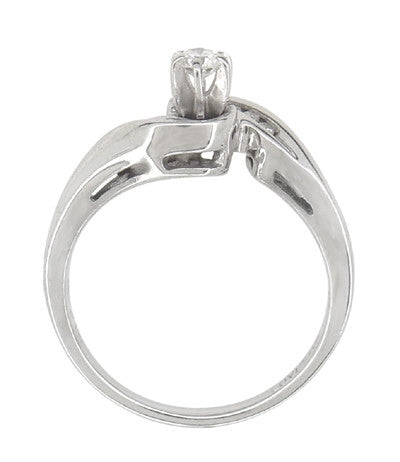 Secret Hearts Diamond Twist Engagement Ring in 14 Karat White Gold - Circa 1980's - Item: R787 - Image: 4