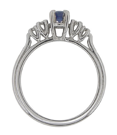 Blue Sapphire and Diamond Vintage Ring in 18 Karat White Gold - alternate view