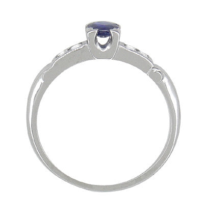 Antique Art Deco Blue Sapphire and Diamond Ring in 18 Karat White Gold - Item: R791 - Image: 2
