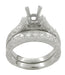 Art Deco Scrolls 1 Carat Princess Cut Diamond Engagement Ring Setting and Wedding Ring in Platinum